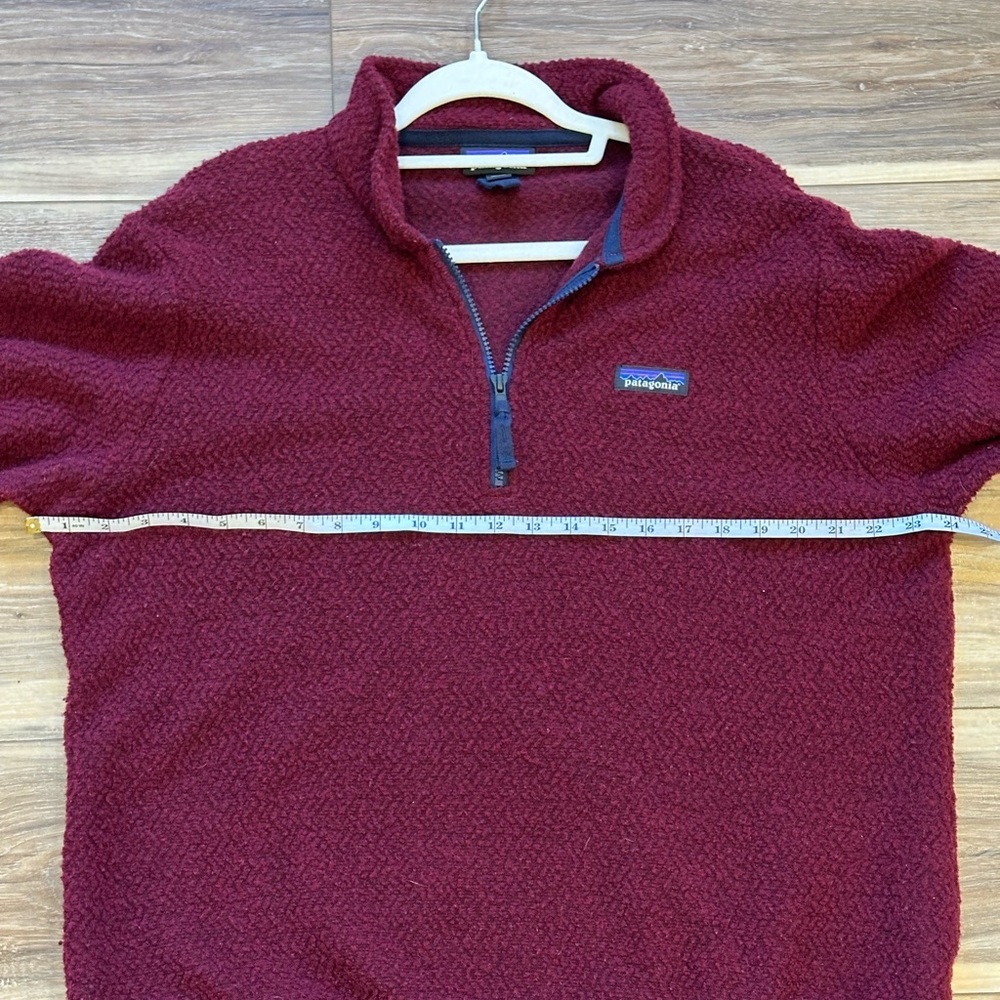 Patagonia Woolyester Fleece Pullover Women’s Burgundy Oxide Red/Blue Trim XL - Picture 7 of 9
